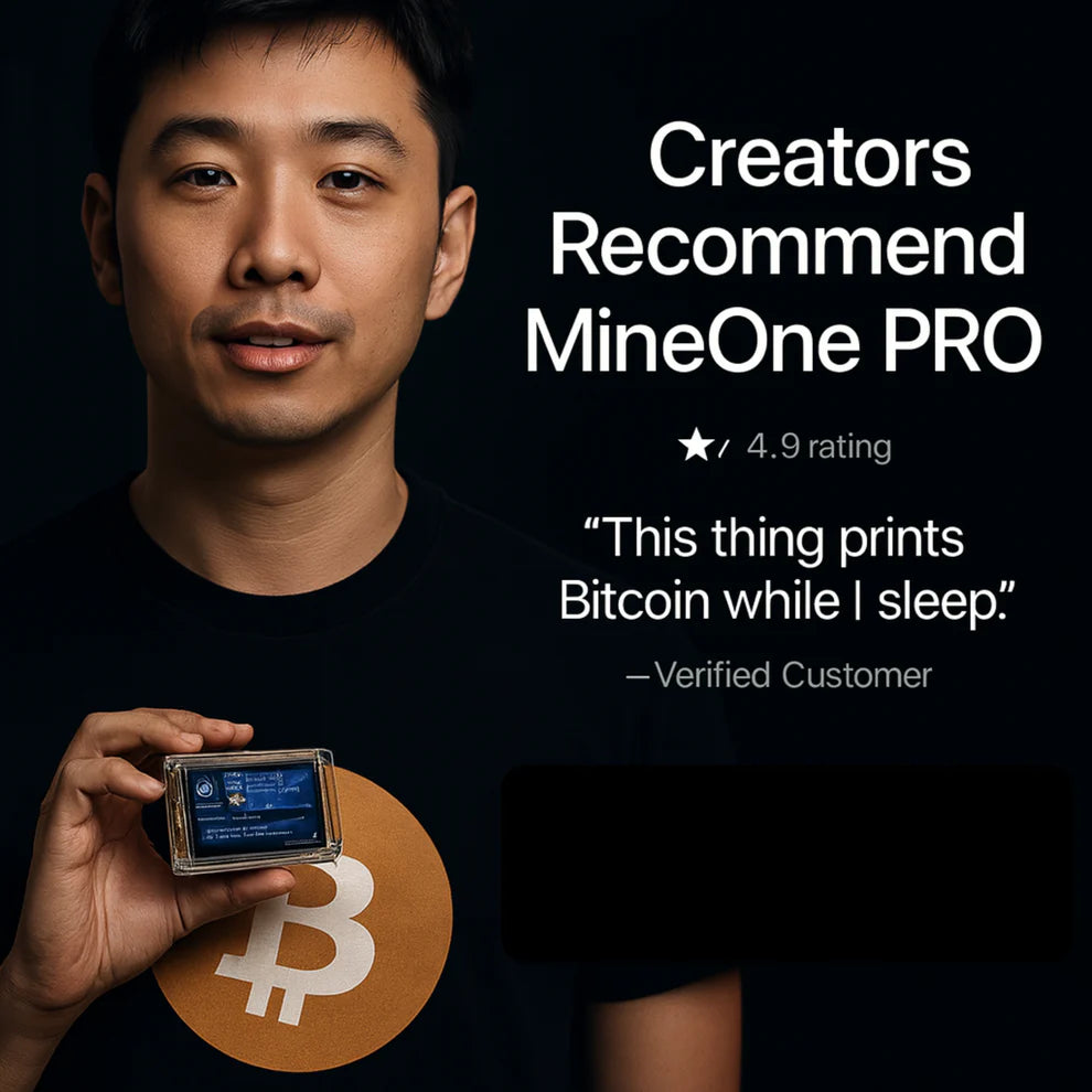 MineOne Pro — Start mining Bitcoin safely from your desk — no setup, no noise.